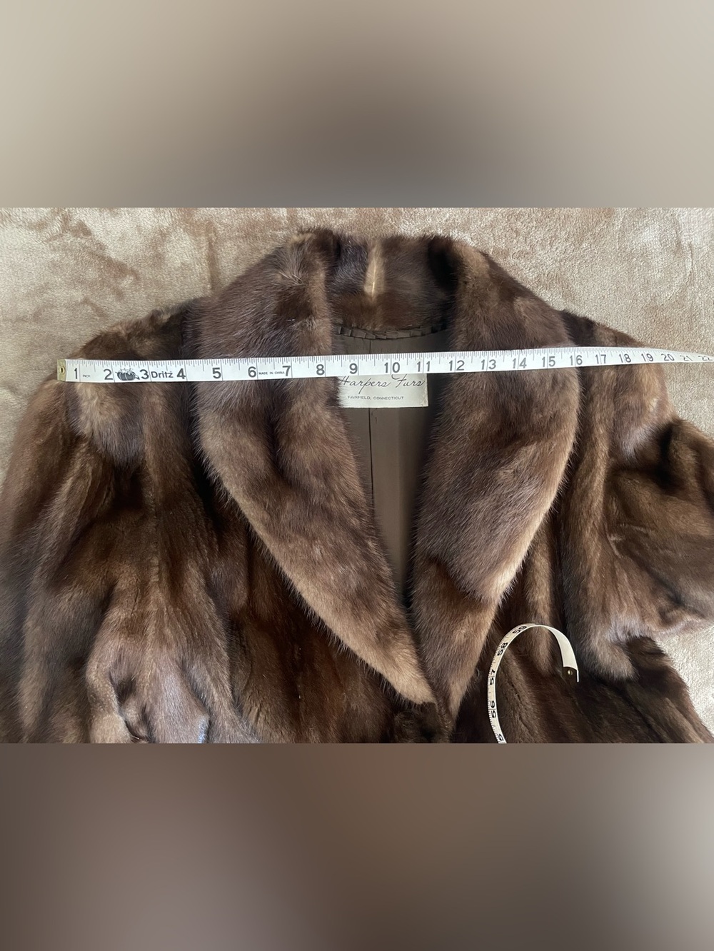 Harper’s Furs Natural Lunaraine Mink Coat Full Length Shawl Collar Medium - Picture 6 of 11